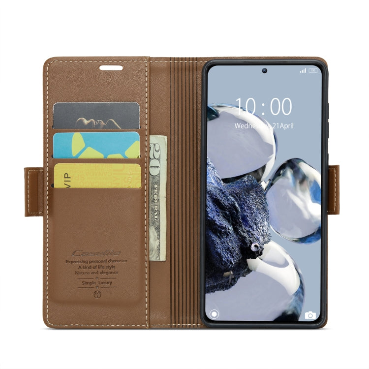 For Xiaomi 12T /12T Pro/Redmi K50 Ultra CaseMe 023 Butterfly Buckle Litchi Texture RFID Anti-theft Leather Phone Case(Brown) - Xiaomi Cases by CaseMe | Online Shopping South Africa | PMC Jewellery | Buy Now Pay Later Mobicred
