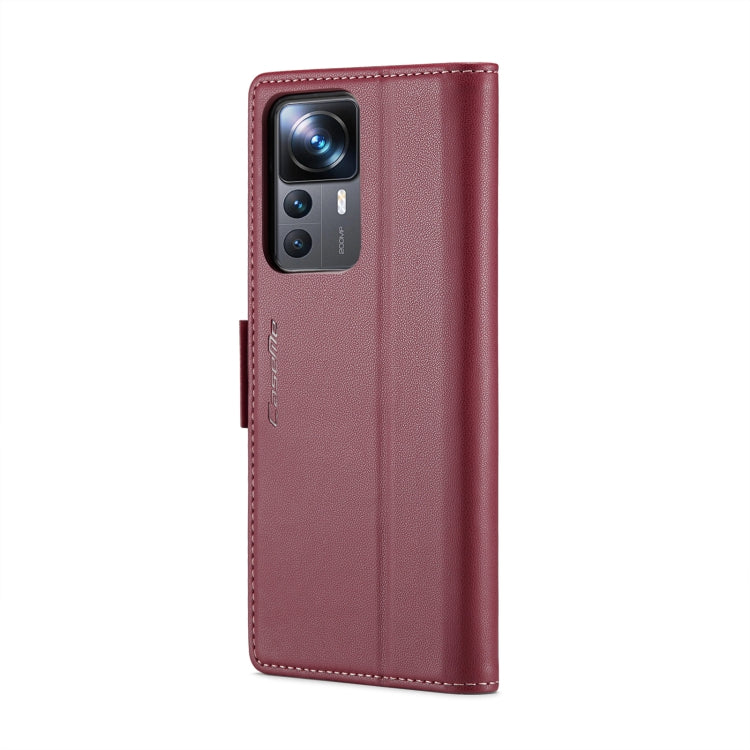 For Xiaomi 12T /12T Pro/Redmi K50 Ultra CaseMe 023 Butterfly Buckle Litchi Texture RFID Anti-theft Leather Phone Case(Wine Red) - Xiaomi Cases by CaseMe | Online Shopping South Africa | PMC Jewellery | Buy Now Pay Later Mobicred