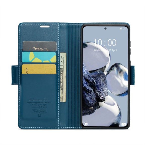 For Xiaomi 12T /12T Pro/Redmi K50 Ultra CaseMe 023 Butterfly Buckle Litchi Texture RFID Anti-theft Leather Phone Case(Blue)