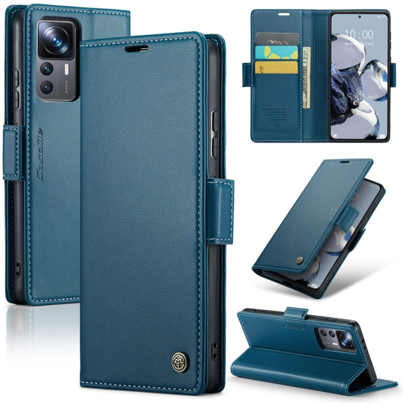 For Xiaomi 12T /12T Pro/Redmi K50 Ultra CaseMe 023 Butterfly Buckle Litchi Texture RFID Anti-theft Leather Phone Case(Blue)