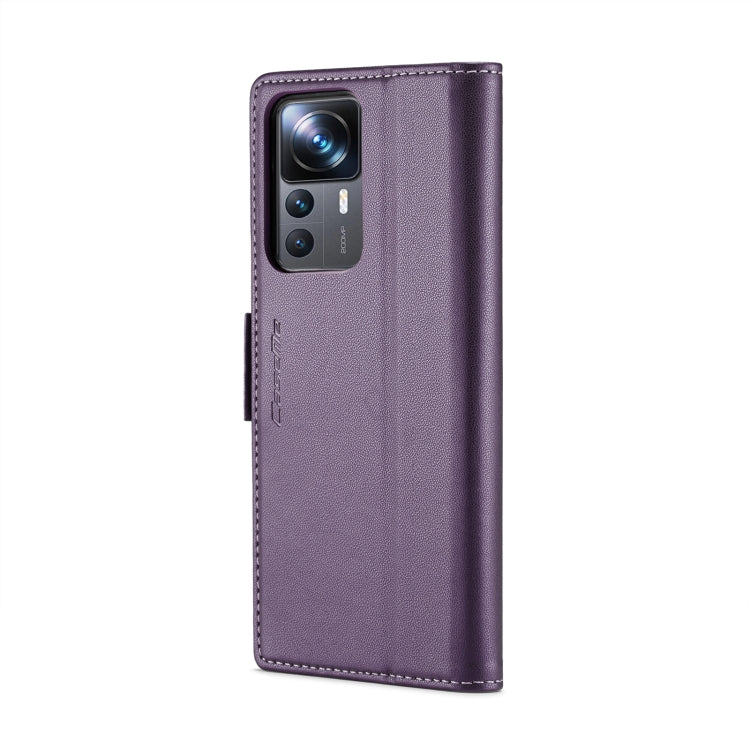 For Xiaomi 12T /12T Pro/Redmi K50 Ultra CaseMe 023 Butterfly Buckle Litchi Texture RFID Anti-theft Leather Phone Case(Pearly Purple)