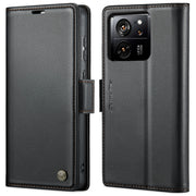 For Xiaomi 13T/13T Pro CaseMe 023 Butterfly Buckle Litchi Texture RFID Anti-theft Leather Phone Case(Black)