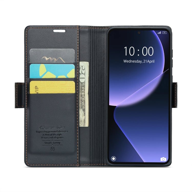 For Xiaomi 13T/13T Pro CaseMe 023 Butterfly Buckle Litchi Texture RFID Anti-theft Leather Phone Case(Black)