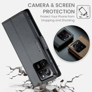 For Xiaomi 13T/13T Pro CaseMe 023 Butterfly Buckle Litchi Texture RFID Anti-theft Leather Phone Case(Black)