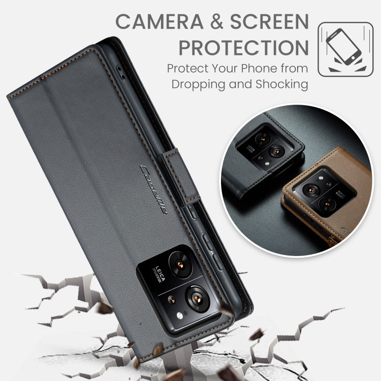 For Xiaomi 13T/13T Pro CaseMe 023 Butterfly Buckle Litchi Texture RFID Anti-theft Leather Phone Case(Black)