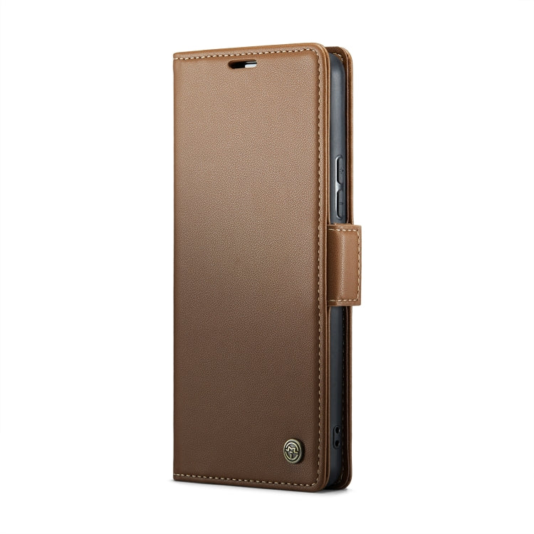 For Xiaomi 13T/13T Pro CaseMe 023 Butterfly Buckle Litchi Texture RFID Anti-theft Leather Phone Case(Brown)