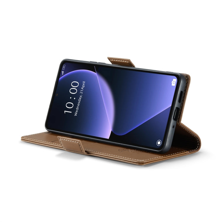 For Xiaomi 13T/13T Pro CaseMe 023 Butterfly Buckle Litchi Texture RFID Anti-theft Leather Phone Case(Brown)