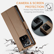 For Xiaomi 13T/13T Pro CaseMe 023 Butterfly Buckle Litchi Texture RFID Anti-theft Leather Phone Case(Brown)