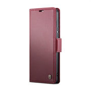 For Xiaomi 13T/13T Pro CaseMe 023 Butterfly Buckle Litchi Texture RFID Anti-theft Leather Phone Case(Wine Red)