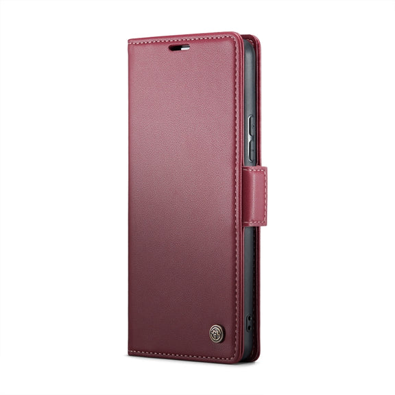 For Xiaomi 13T/13T Pro CaseMe 023 Butterfly Buckle Litchi Texture RFID Anti-theft Leather Phone Case(Wine Red)
