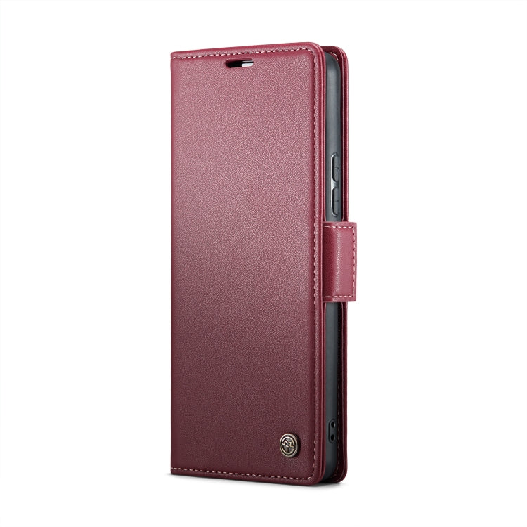 For Xiaomi 13T/13T Pro CaseMe 023 Butterfly Buckle Litchi Texture RFID Anti-theft Leather Phone Case(Wine Red)