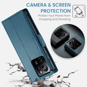 For Xiaomi 13T/13T Pro CaseMe 023 Butterfly Buckle Litchi Texture RFID Anti-theft Leather Phone Case(Blue)
