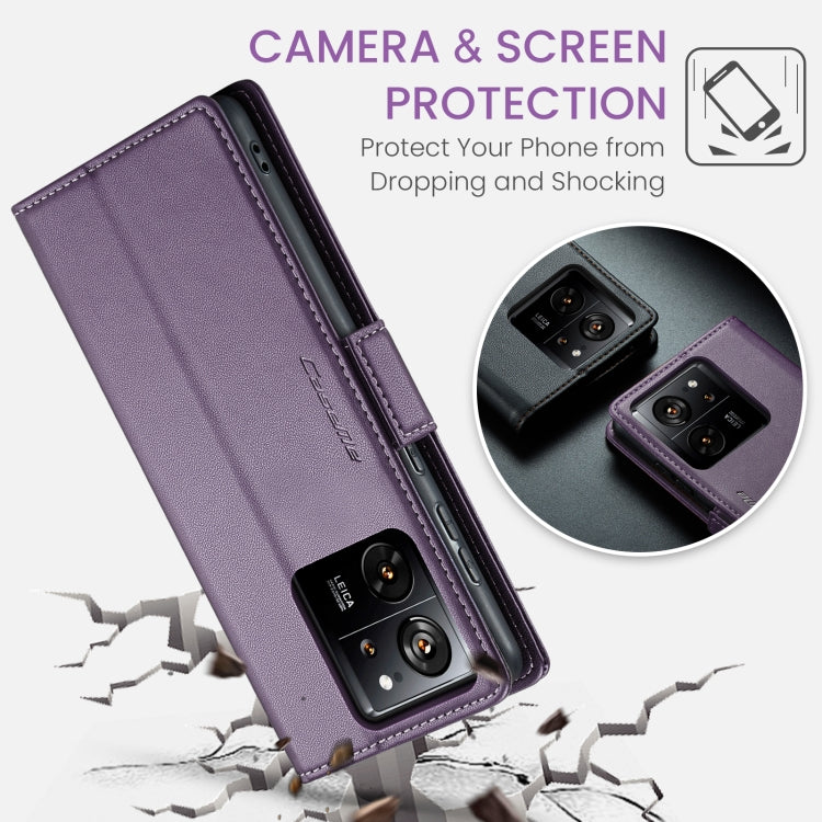 For Xiaomi 13T/13T Pro CaseMe 023 Butterfly Buckle Litchi Texture RFID Anti-theft Leather Phone Case(Pearly Purple) - free shipping - PMC Jewellery - Order now!