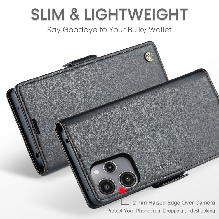 For Xiaomi Redmi 12 4G／12 5G／Note 12R／POCO M6 Pro 5G CaseMe 023 Butterfly Buckle Litchi Texture RFID Anti-theft Leather Phone Case(Black)