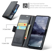 For Xiaomi Redmi 12 4G／12 5G／Note 12R／POCO M6 Pro 5G CaseMe 023 Butterfly Buckle Litchi Texture RFID Anti-theft Leather Phone Case(Black)