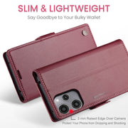 For Xiaomi Redmi 12 4G／12 5G／Note 12R／POCO M6 Pro 5G CaseMe 023 Butterfly Buckle Litchi Texture RFID Anti-theft Leather Phone Case(Wine Red)