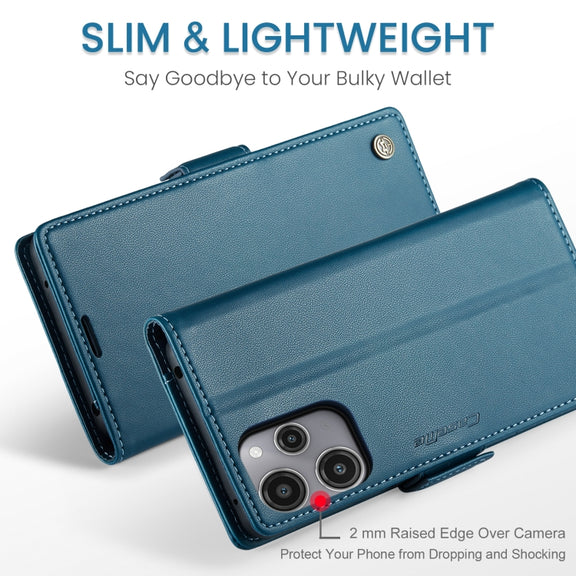 For Xiaomi Redmi 12 4G／12 5G／Note 12R／POCO M6 Pro 5G CaseMe 023 Butterfly Buckle Litchi Texture RFID Anti-theft Leather Phone Case(Blue)