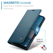 For Xiaomi Redmi 12 4G／12 5G／Note 12R／POCO M6 Pro 5G CaseMe 023 Butterfly Buckle Litchi Texture RFID Anti-theft Leather Phone Case(Blue)