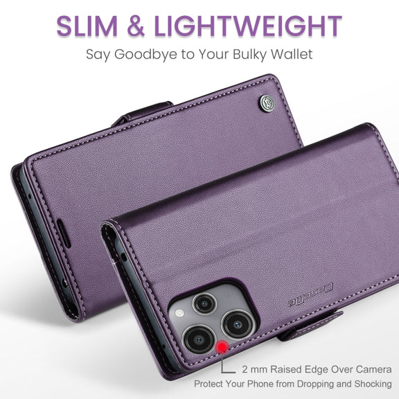 For Xiaomi Redmi 12 4G／12 5G／Note 12R／POCO M6 Pro 5G CaseMe 023 Butterfly Buckle Litchi Texture RFID Anti-theft Leather Phone Case(Pearly Purple)