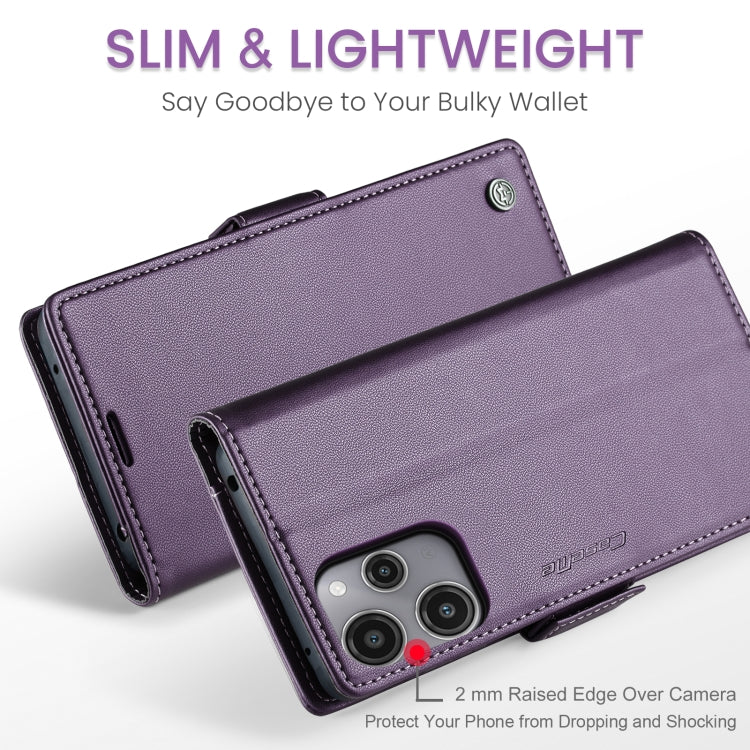 For Xiaomi Redmi 12 4G／12 5G／Note 12R／POCO M6 Pro 5G CaseMe 023 Butterfly Buckle Litchi Texture RFID Anti-theft Leather Phone Case(Pearly Purple)