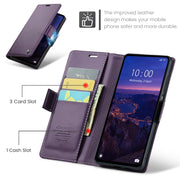 For Xiaomi Redmi 12 4G／12 5G／Note 12R／POCO M6 Pro 5G CaseMe 023 Butterfly Buckle Litchi Texture RFID Anti-theft Leather Phone Case(Pearly Purple)