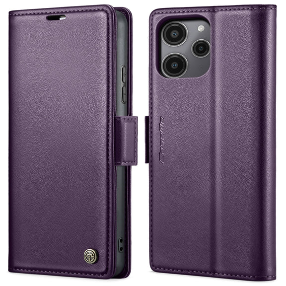 For Xiaomi Redmi 12 4G／12 5G／Note 12R／POCO M6 Pro 5G CaseMe 023 Butterfly Buckle Litchi Texture RFID Anti-theft Leather Phone Case(Pearly Purple)