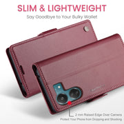 For Xiaomi Redmi 13C 4G / 13C 5G CaseMe 023 Butterfly Buckle Litchi Texture RFID Anti-theft Leather Phone Case(Wine Red)