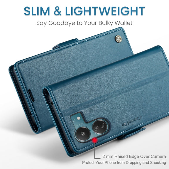 For Xiaomi Redmi 13C 4G / 13C 5G CaseMe 023 Butterfly Buckle Litchi Texture RFID Anti-theft Leather Phone Case(Blue)