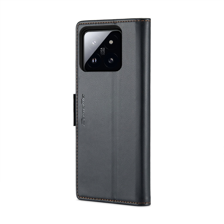 For Xiaomi 14 Pro CaseMe 023 Butterfly Buckle Litchi Texture RFID Anti-theft Leather Phone Case(Black)