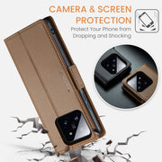 For Xiaomi 14 Pro CaseMe 023 Butterfly Buckle Litchi Texture RFID Anti-theft Leather Phone Case(Brown)