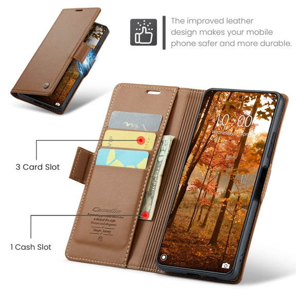 For Xiaomi 14 Pro CaseMe 023 Butterfly Buckle Litchi Texture RFID Anti-theft Leather Phone Case(Brown)