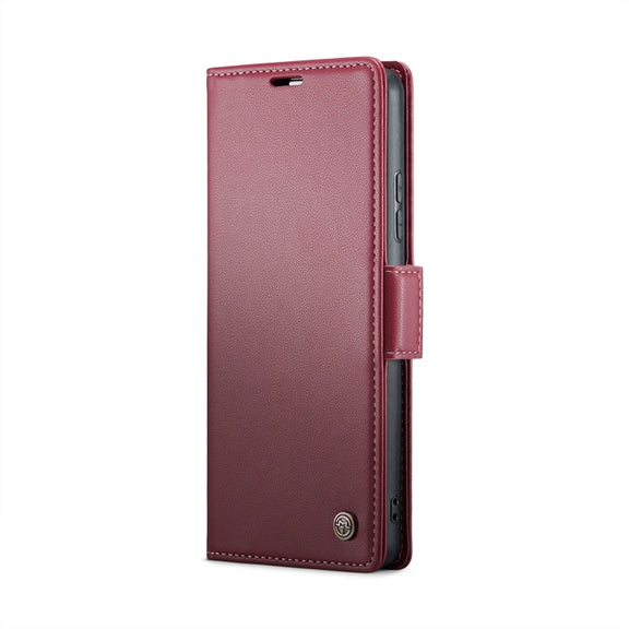 For Xiaomi 14 Pro CaseMe 023 Butterfly Buckle Litchi Texture RFID Anti-theft Leather Phone Case(Wine Red)