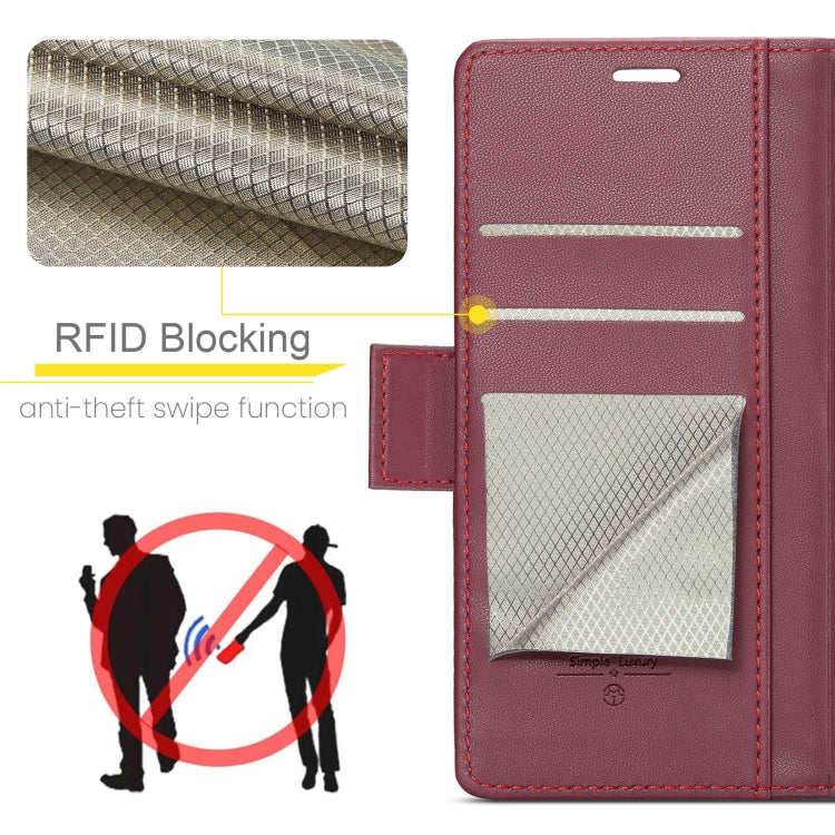 For Xiaomi 14 Pro CaseMe 023 Butterfly Buckle Litchi Texture RFID Anti-theft Leather Phone Case(Wine Red)
