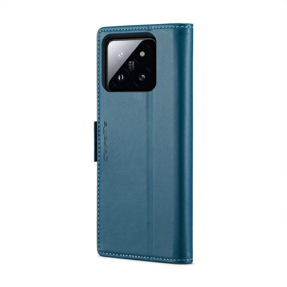 For Xiaomi 14 Pro CaseMe 023 Butterfly Buckle Litchi Texture RFID Anti-theft Leather Phone Case(Blue)
