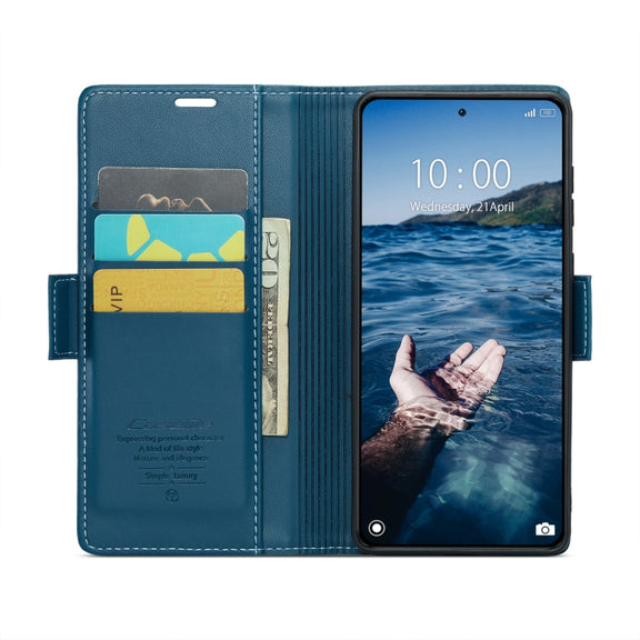 For Xiaomi 14 Pro CaseMe 023 Butterfly Buckle Litchi Texture RFID Anti-theft Leather Phone Case(Blue)