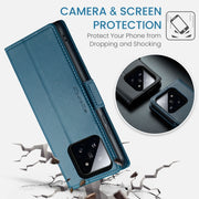 For Xiaomi 14 Pro CaseMe 023 Butterfly Buckle Litchi Texture RFID Anti-theft Leather Phone Case(Blue)