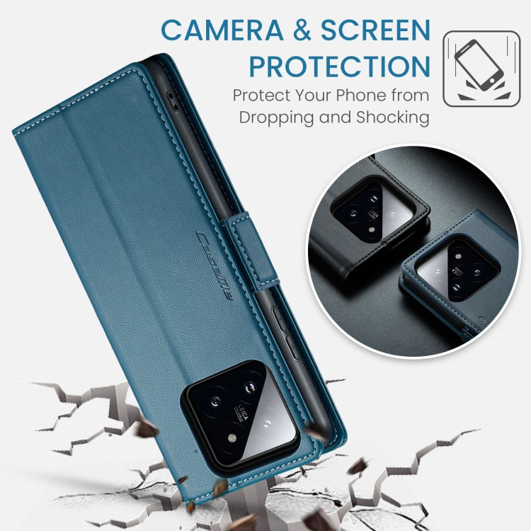For Xiaomi 14 Pro CaseMe 023 Butterfly Buckle Litchi Texture RFID Anti-theft Leather Phone Case(Blue)