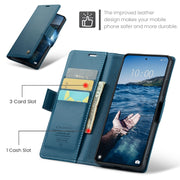 For Xiaomi 14 Pro CaseMe 023 Butterfly Buckle Litchi Texture RFID Anti-theft Leather Phone Case(Blue)