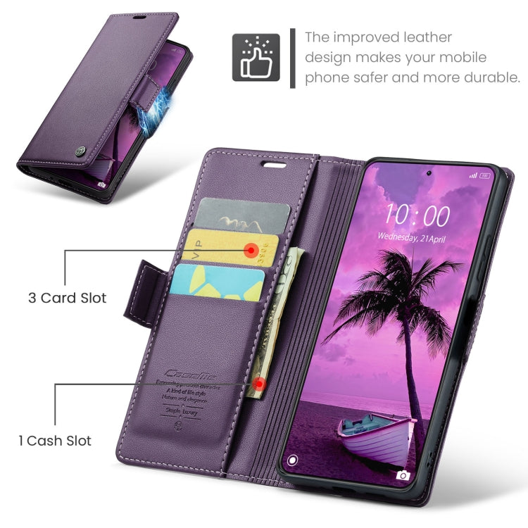 For Xiaomi 14 Pro CaseMe 023 Butterfly Buckle Litchi Texture RFID Anti-theft Leather Phone Case(Pearly Purple)