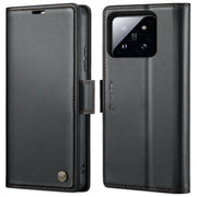 For Xiaomi 14 CaseMe 023 Butterfly Buckle Litchi Texture RFID Anti-theft Leather Phone Case(Black)