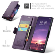 For Xiaomi 14 CaseMe 023 Butterfly Buckle Litchi Texture RFID Anti-theft Leather Phone Case(Pearly Purple)