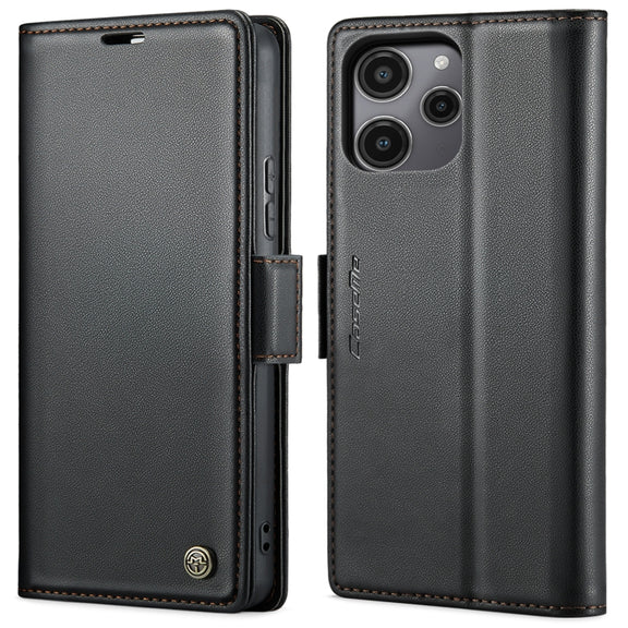 For Xiaomi Poco C65 4G CaseMe 023 Butterfly Buckle Litchi Texture RFID Anti-theft Leather Phone Case(Black)