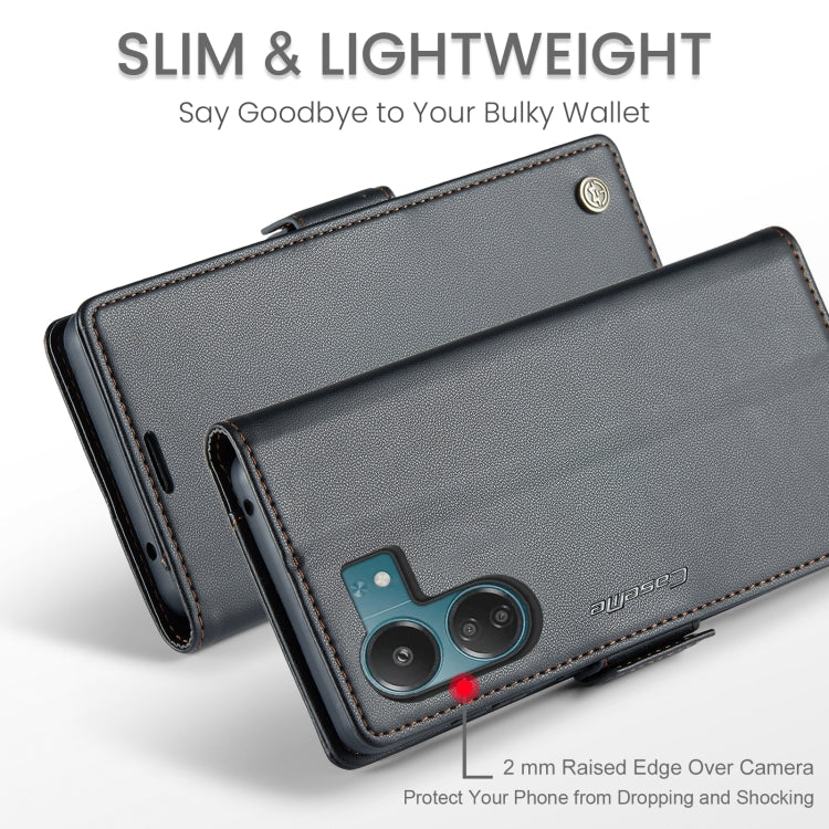 For Xiaomi Poco C65 4G CaseMe 023 Butterfly Buckle Litchi Texture RFID Anti-theft Leather Phone Case(Black)