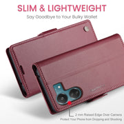 For Xiaomi Poco C65 4G CaseMe 023 Butterfly Buckle Litchi Texture RFID Anti-theft Leather Phone Case(Wine Red)