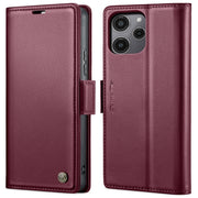 For Xiaomi Poco C65 4G CaseMe 023 Butterfly Buckle Litchi Texture RFID Anti-theft Leather Phone Case(Wine Red)