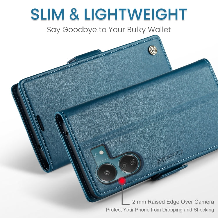 For Xiaomi Poco C65 4G CaseMe 023 Butterfly Buckle Litchi Texture RFID Anti-theft Leather Phone Case(Blue)