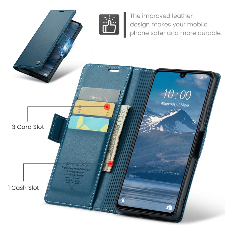 For Xiaomi Poco C65 4G CaseMe 023 Butterfly Buckle Litchi Texture RFID Anti-theft Leather Phone Case(Blue)