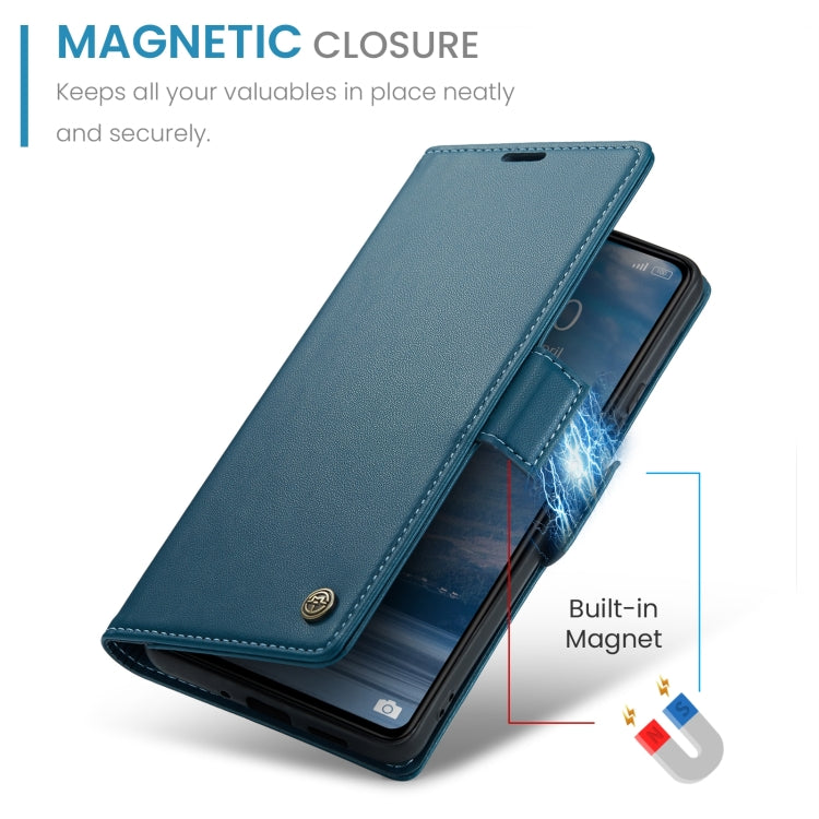 For Xiaomi Poco C65 4G CaseMe 023 Butterfly Buckle Litchi Texture RFID Anti-theft Leather Phone Case(Blue)