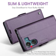 For Xiaomi Poco C65 4G CaseMe 023 Butterfly Buckle Litchi Texture RFID Anti-theft Leather Phone Case(Pearly Purple)