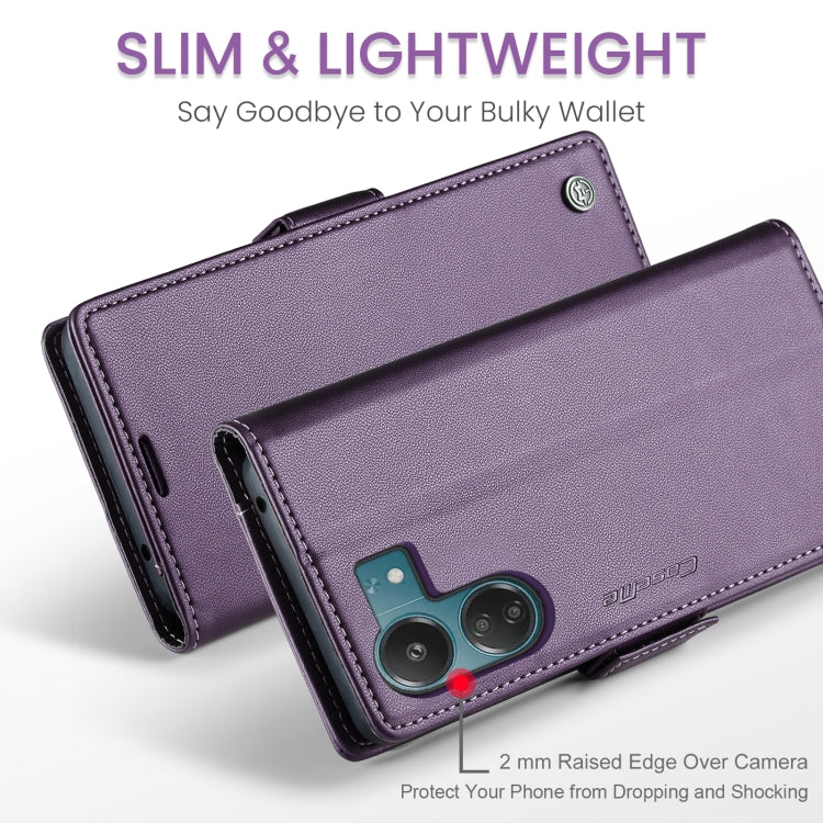 For Xiaomi Poco C65 4G CaseMe 023 Butterfly Buckle Litchi Texture RFID Anti-theft Leather Phone Case(Pearly Purple)